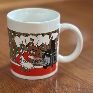 Vintage “Mom” Christmas Coffee Mug with Mama Bear Baking Cookies